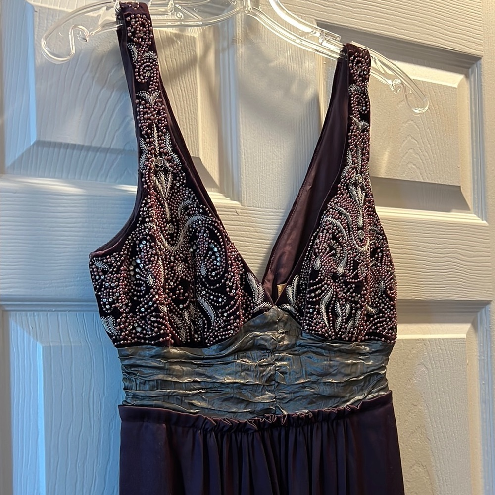 Nicole Miller Purple and Silver Embellished Dress Size 8